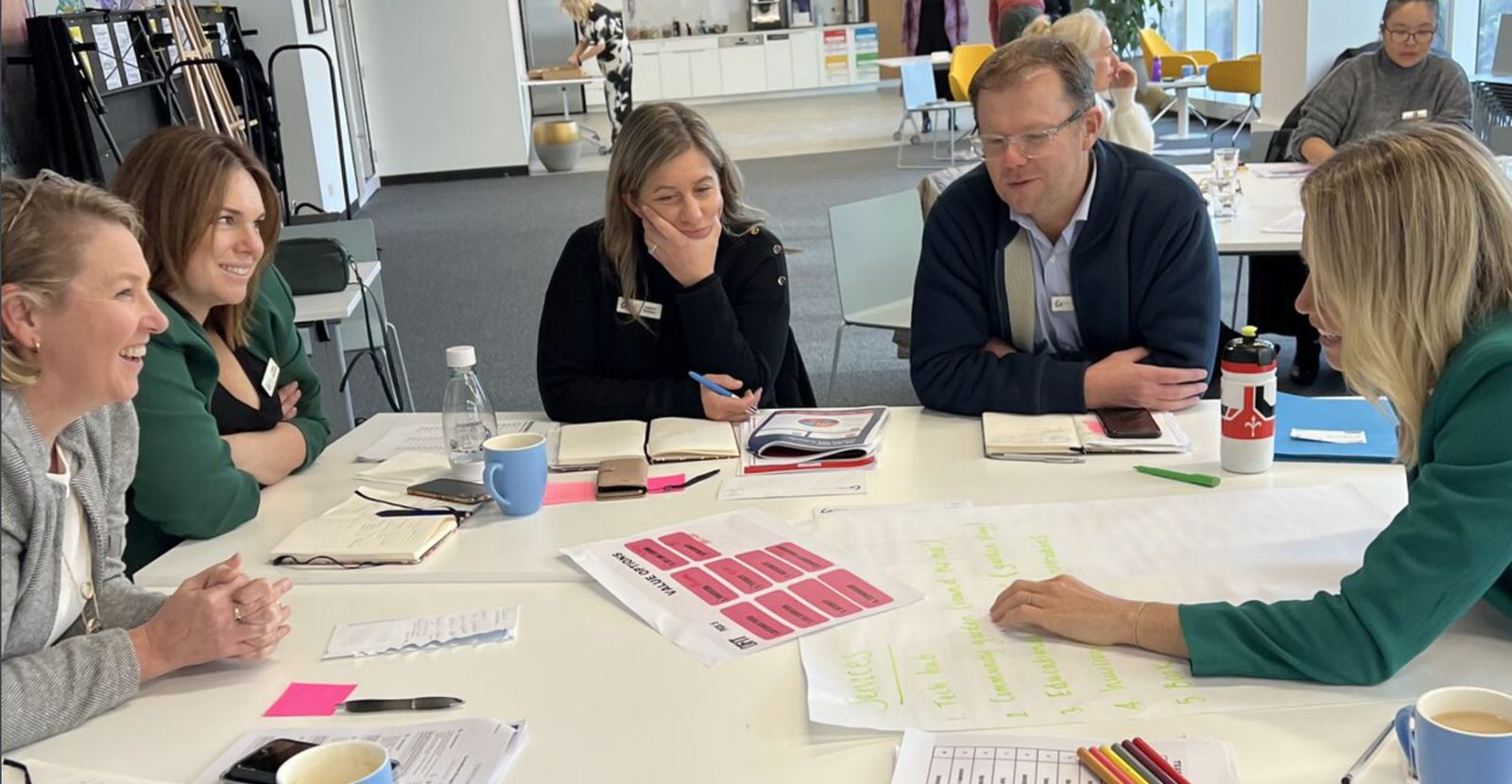 A team weighing value options together during a Straforma Arena